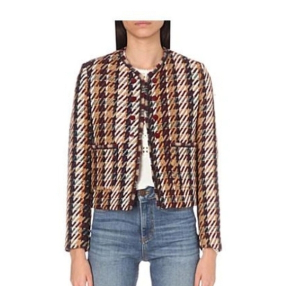 SANDRO Marianne Wool-blend Tweed Jacket Size 36 NWT - Picture 2 of 10